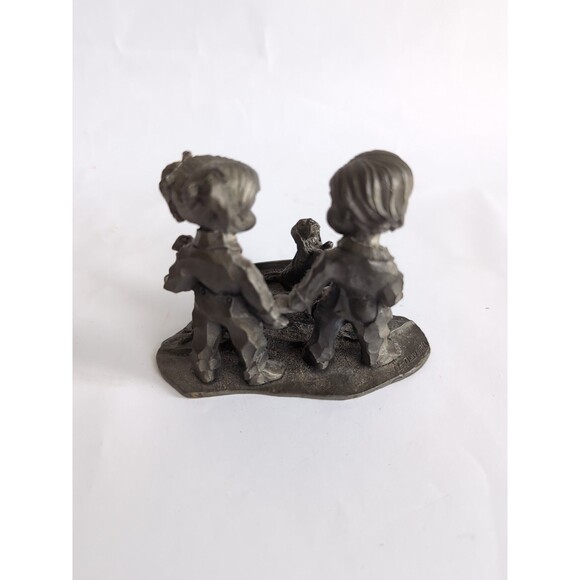 Heritage Pewter Children w/dog in wagon - Picture 2 of 4